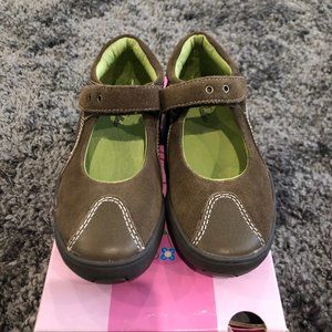 Girls Balleto Khaki Suede Velcro Sneakers